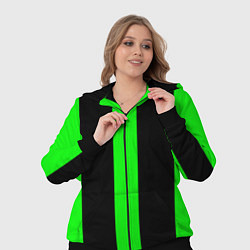 Женский 3D-костюм Color green black lines, цвет: 3D-черный — фото 2