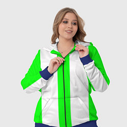 Женский 3D-костюм Color light green white lines, цвет: 3D-синий — фото 2