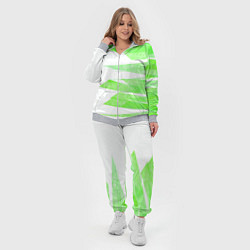 Женский 3D-костюм Color white light green stripes, цвет: 3D-меланж — фото 2