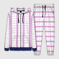 Женский 3D-костюм Color white cage pink line, цвет: 3D-синий
