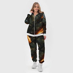 Женский 3D-костюм Разорванный камуфляж с огнем, цвет: 3D-белый — фото 2