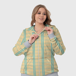 Женский 3D-костюм Color beige cage light blue stripes, цвет: 3D-меланж — фото 2