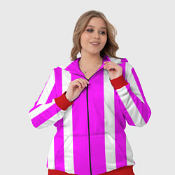 Женский 3D-костюм Color white pink stripes, цвет: 3D-красный — фото 2