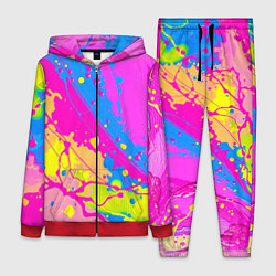 Женский 3D-костюм Яркая абстракция из розовых и голубых красок, цвет: 3D-красный