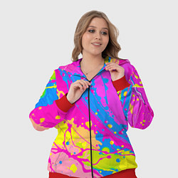 Женский 3D-костюм Яркая абстракция из розовых и голубых красок, цвет: 3D-красный — фото 2