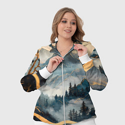 Женский 3D-костюм Японские горы и туман, цвет: 3D-белый — фото 2