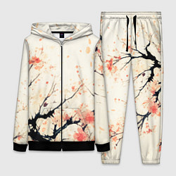 Женский 3D-костюм Чёрное дерево с цветами абстракция, цвет: 3D-черный