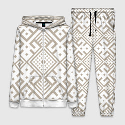 Женский костюм Славянские узоры в бежевом цвете