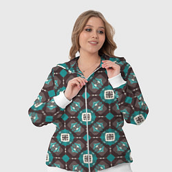 Женский 3D-костюм Узорчатый бирюзово-коричневый паттерн, цвет: 3D-белый — фото 2