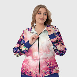 Женский 3D-костюм Фантастический цветочный розовый с облаками, цвет: 3D-синий — фото 2