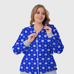 Женский 3D-костюм Размытые снежинки на ярком синем, цвет: 3D-меланж — фото 2