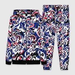 Женский 3D-костюм Абстрактный паттерн бело-сине-красный, цвет: 3D-черный