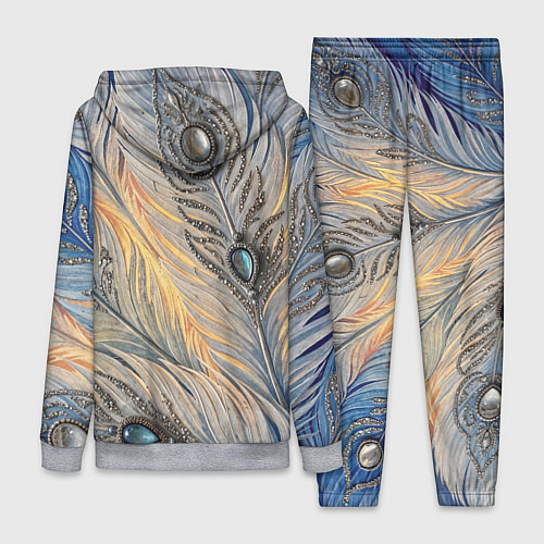 Женский костюм Синие перья с самоцветами / 3D-Меланж – фото 2