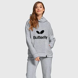 Женский костюм оверсайз Butterfly Logo, цвет: меланж — фото 2