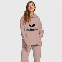 Женский костюм оверсайз Butterfly Logo, цвет: пыльно-розовый — фото 2