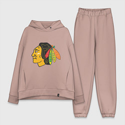Женский костюм оверсайз Chicago Blackhawks, цвет: пыльно-розовый