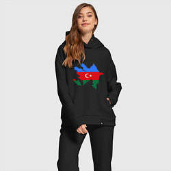 Женский костюм оверсайз Azerbaijan map, цвет: черный — фото 2
