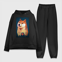 Женский костюм оверсайз Wow Doge, цвет: черный