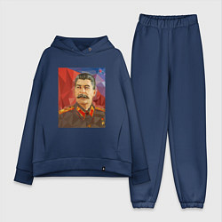 Женский костюм оверсайз Сталин: полигоны, цвет: тёмно-синий