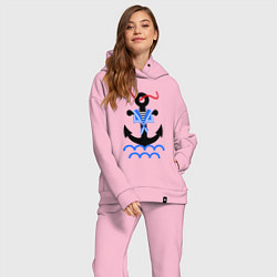 Женский костюм оверсайз Морской якорь цвета светло-розовый — фото 2