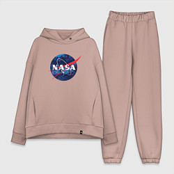 Женский костюм оверсайз NASA: Cosmic Logo, цвет: пыльно-розовый