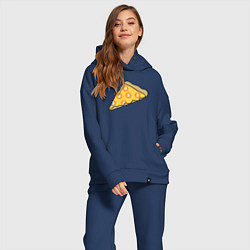 Женский костюм оверсайз Bitcoin Pizza цвета тёмно-синий — фото 2
