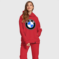 Женский костюм оверсайз Logo BMW, цвет: красный — фото 2