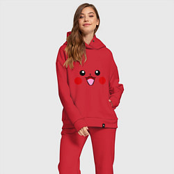 Женский костюм оверсайз Happy Pikachu, цвет: красный — фото 2