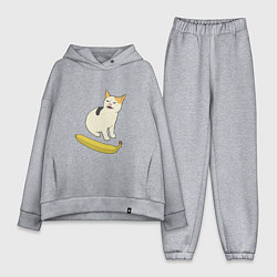 Женский костюм оверсайз Cat no banana meme, цвет: меланж