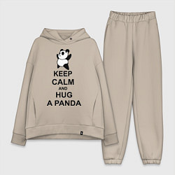 Женский костюм оверсайз Keep Calm & Hug A Panda, цвет: миндальный