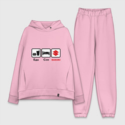 Женский костюм оверсайз Главное в жизни – еда, сон , suzuki, цвет: светло-розовый