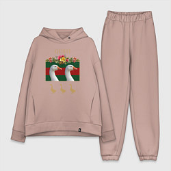 Женский костюм оверсайз GUSSI: Flowers Style, цвет: пыльно-розовый
