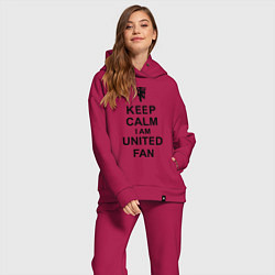 Женский костюм оверсайз Keep Calm & United fan, цвет: маджента — фото 2