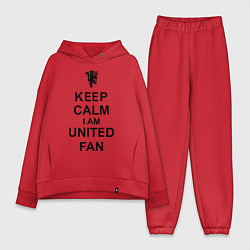 Женский костюм оверсайз Keep Calm & United fan, цвет: красный