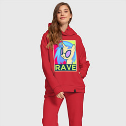 Женский костюм оверсайз DJ Pon-3 RAVE, цвет: красный — фото 2