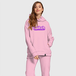 Женский костюм оверсайз Twitch Logo, цвет: светло-розовый — фото 2