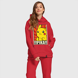 Женский костюм оверсайз Pikachu: Pika Pika, цвет: красный — фото 2