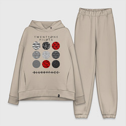 Женский костюм оверсайз TOP: Blurryface, цвет: миндальный