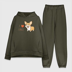 Женский костюм оверсайз I LOVE CORGI