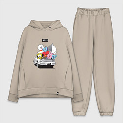 Женский костюм оверсайз BT21, цвет: миндальный