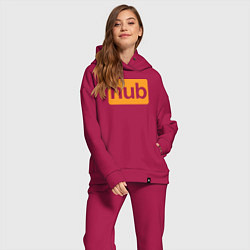 Женский костюм оверсайз Hub, цвет: маджента — фото 2