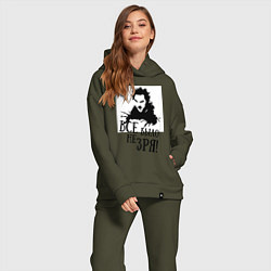 Женский костюм оверсайз Все было не зря, цвет: хаки — фото 2