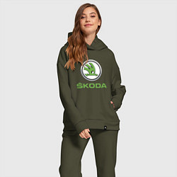 Женский костюм оверсайз Skoda, цвет: хаки — фото 2
