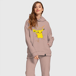 Женский костюм оверсайз Pikachu, цвет: пыльно-розовый — фото 2