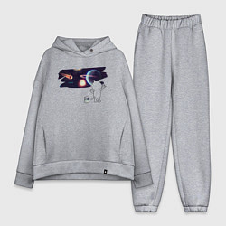 Женский костюм оверсайз Котик рисует космос, цвет: меланж