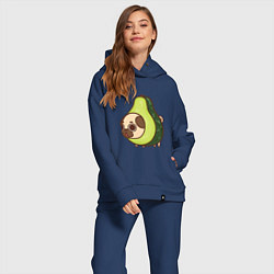 Женский костюм оверсайз Мопс-авокадо, цвет: тёмно-синий — фото 2