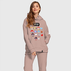 Женский костюм оверсайз BTS BT21, цвет: пыльно-розовый — фото 2