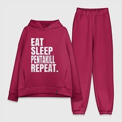 Женский костюм оверсайз EAT SLEEP PENTAKILL REPEAT, цвет: маджента