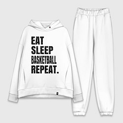 Женский костюм оверсайз EAT SLEEP BASKETBALL REPEAT, цвет: белый