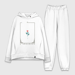 Женский костюм оверсайз Love День святого Валентина, цвет: белый